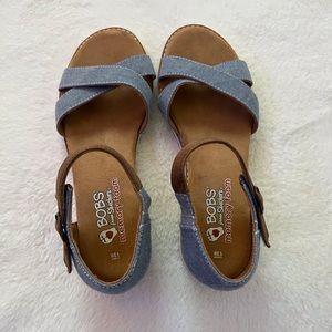 Denim, brown, Bobs, Sandals - Memory Foam, 8.5